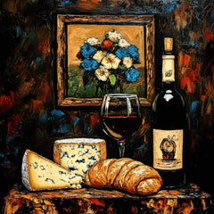 22 Still Life Digital Images, Cheese Wine Fruit Artwork, Oil Painting, Large Square Wall Art Poster, Kitchen Dining Room Wall Decor