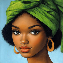 16 Black African American Culture Woman Female Portrait Large Digital Download Square Artwork Poster Overthebed Art, Empowerment Fashion.