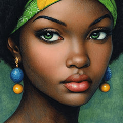 16 Black African American Culture Woman Female Portrait Large Digital Download Square Artwork Poster Overthebed Art, Empowerment Fashion.