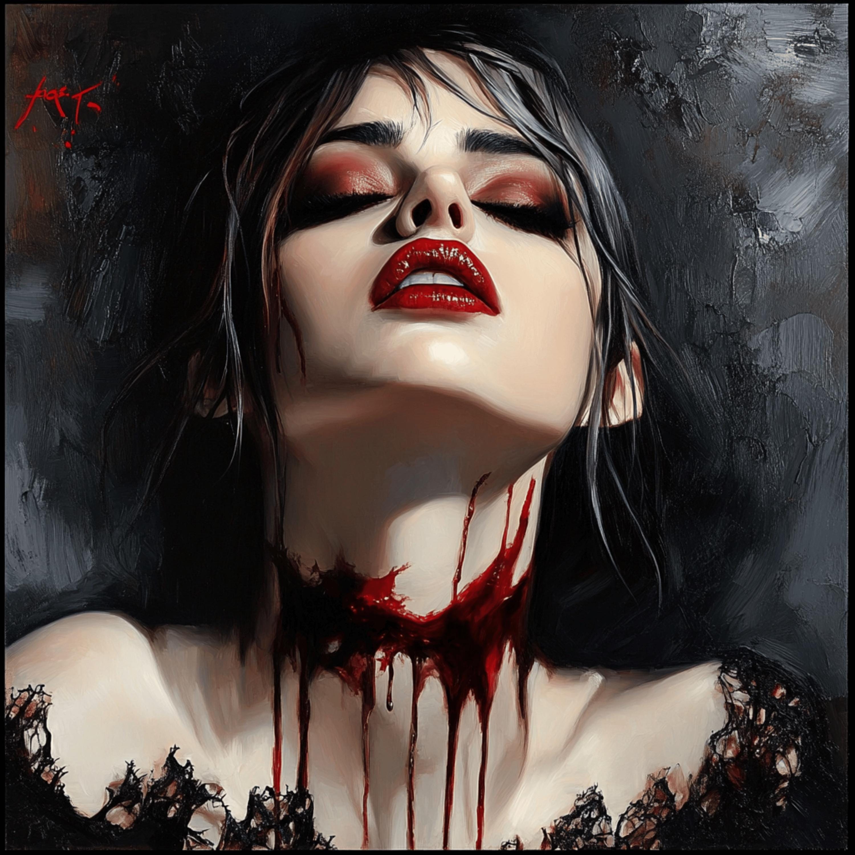 75 female portraits women of horror romantic gothic genre large square artwork poster digital art halloween themed artwork overthebed scary