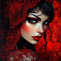 75 female portraits women of horror romantic gothic genre large square artwork poster digital art halloween themed artwork overthebed scary