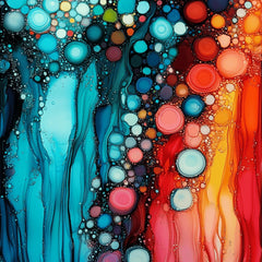 Stained glass effect abstract bubble artwork, 12 digital images, large square artwork, living room wall art, unique overthebed art set.
