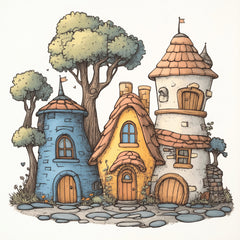 20 whimsical houses whimsey castles digital download large square artwork poster kids room nursery playroom wall decor art