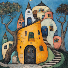 20 whimsical houses whimsey castles digital download large square artwork poster kids room nursery playroom wall decor art