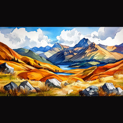 16 Lake District National Park UK Watercolor Contemporary Panoramic Paintings Poster, 16 Digital Images Set, Nature Landscape Wall Art
