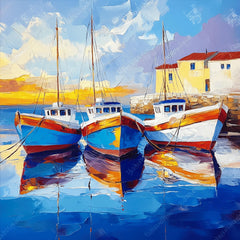 12 Tropical Boat Scenes Large Square Artwork Digital Images Poster Ocean Port, Boat Wall Art, Nautical Decor, Vibrant Coastal Prints