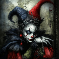 11 Mardi Gras Jester Horror Digital Print, Large Square Artwork, Wall Art, 11 Digital Images, Dark Fantasy, Gothic Decor, Clown Art
