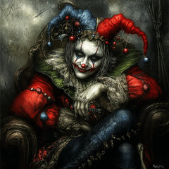 11 Mardi Gras Jester Horror Digital Print, Large Square Artwork, Wall Art, 11 Digital Images, Dark Fantasy, Gothic Decor, Clown Art
