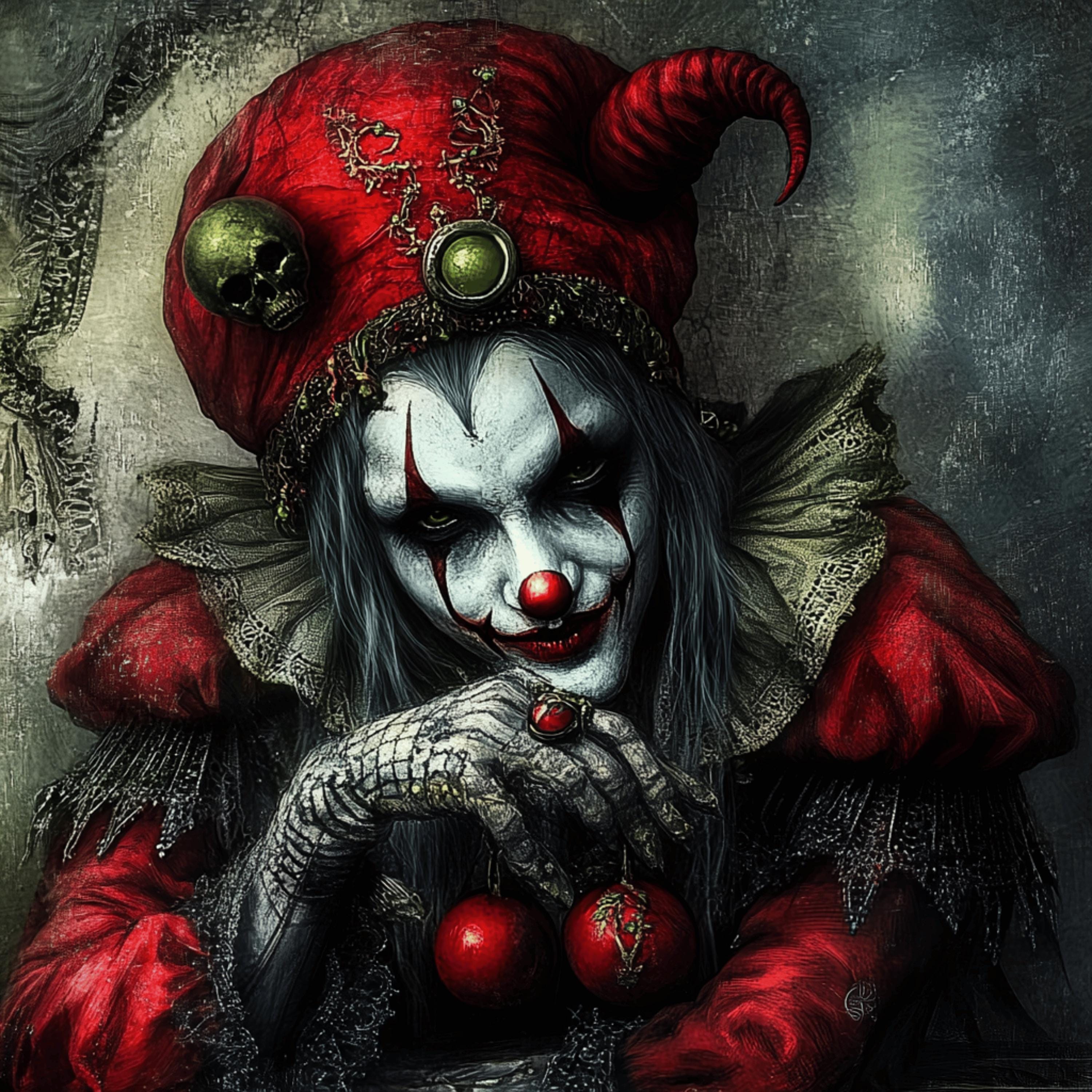 11 Mardi Gras Jester Horror Digital Print, Large Square Artwork, Wall Art, 11 Digital Images, Dark Fantasy, Gothic Decor, Clown Art