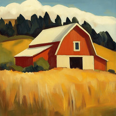 10 Large Red Barn Farm Scene Artwork Poster, 10 Digital Images, Square Wall Art, Rustic Barn Landscape Print, Countryside Home Decor