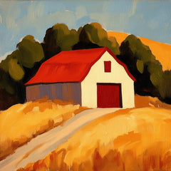10 Large Red Barn Farm Scene Artwork Poster, 10 Digital Images, Square Wall Art, Rustic Barn Landscape Print, Countryside Home Decor