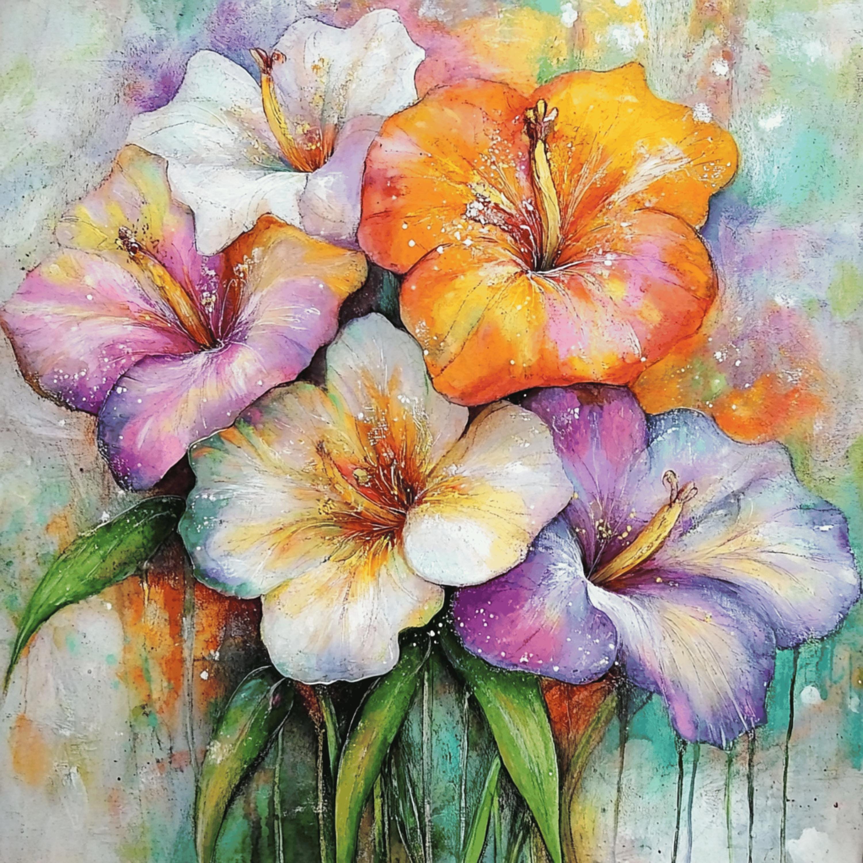 18 Floral Digital Art Images - Vibrant Flower Wall Art Prints, DIY Crafts, Scrapbooking, Home Decor, Nature-Inspired Artistic Gifts