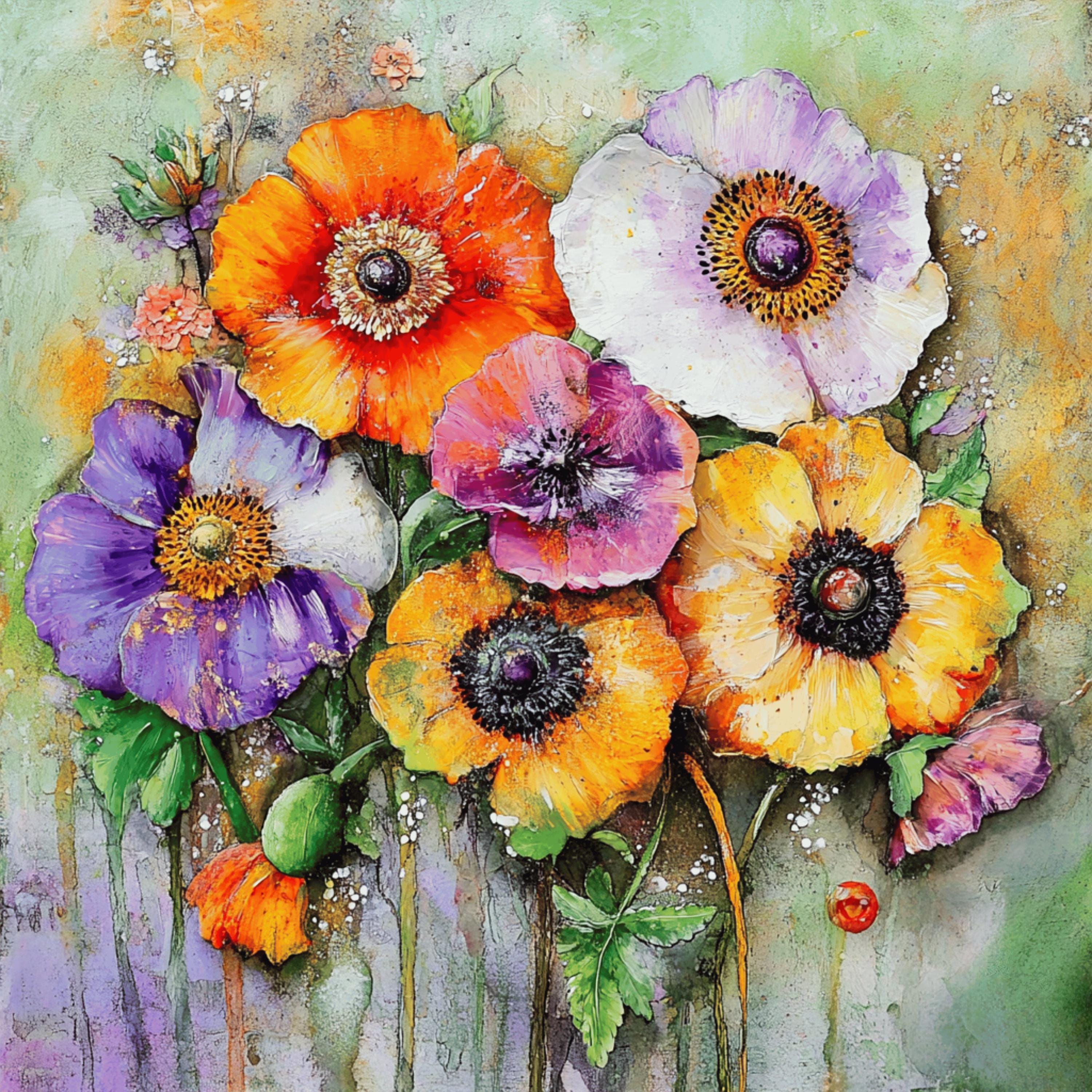 18 Floral Digital Art Images - Vibrant Flower Wall Art Prints, DIY Crafts, Scrapbooking, Home Decor, Nature-Inspired Artistic Gifts
