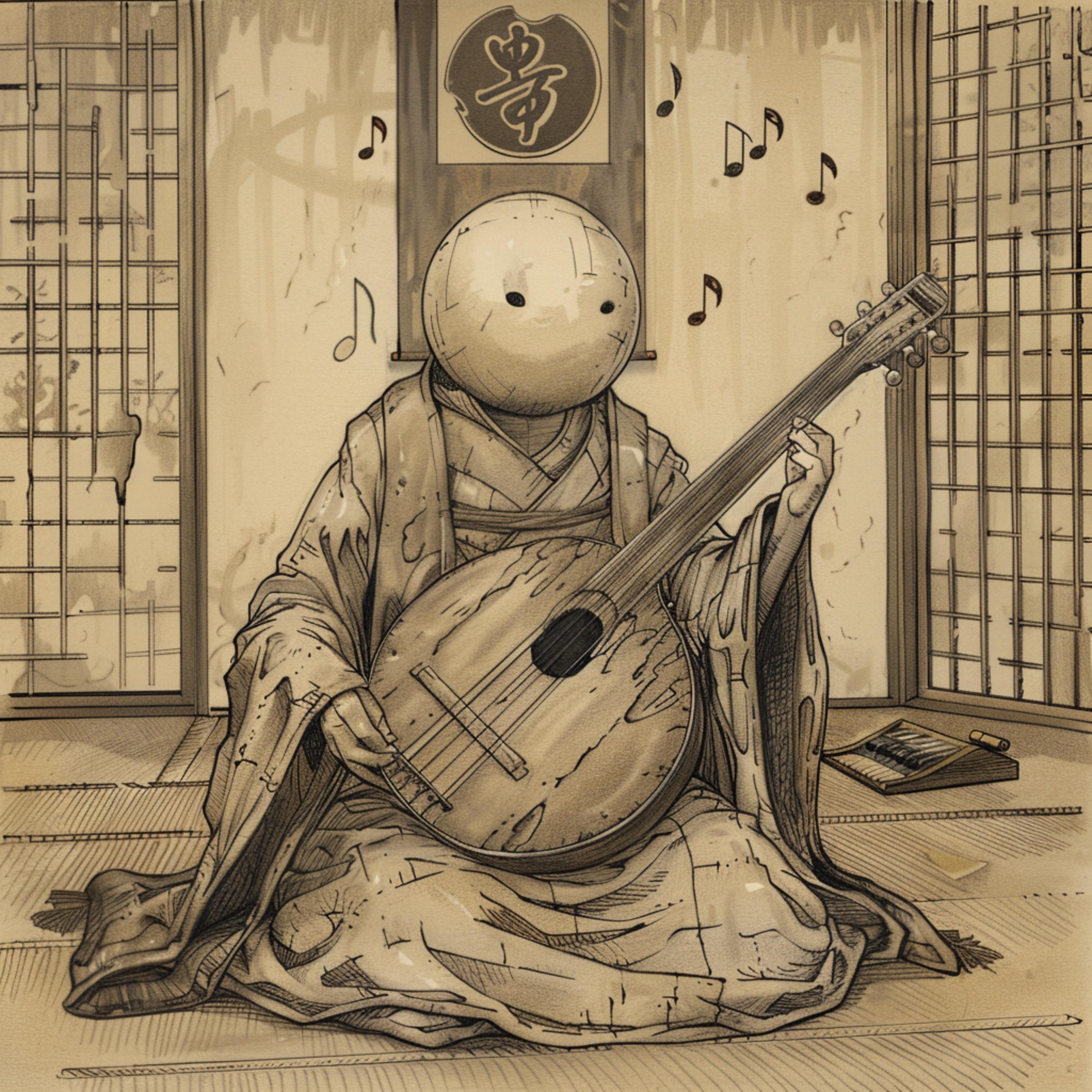 13 Biwa-Bokuboku Tsukumogami Digital Prints - Japanese Folklore Art for Wall Decor, Journaling, Scrapbooking, and DIY Projects