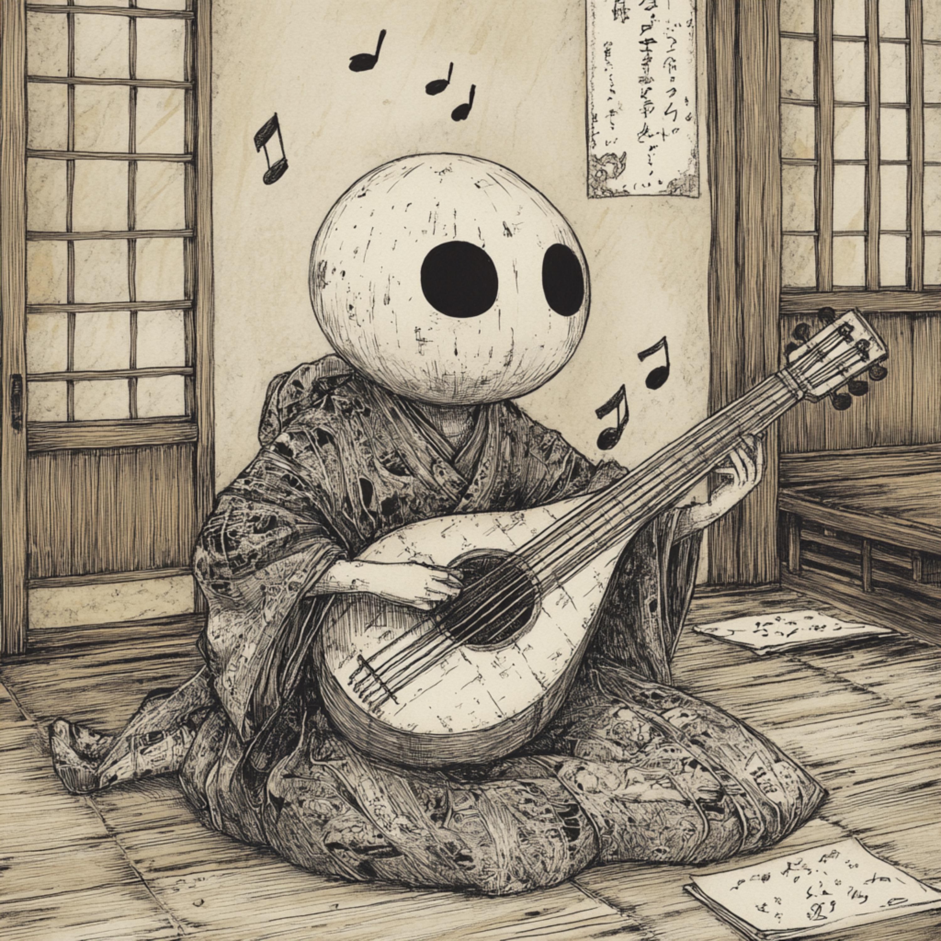 13 Biwa-Bokuboku Tsukumogami Digital Prints - Japanese Folklore Art for Wall Decor, Journaling, Scrapbooking, and DIY Projects