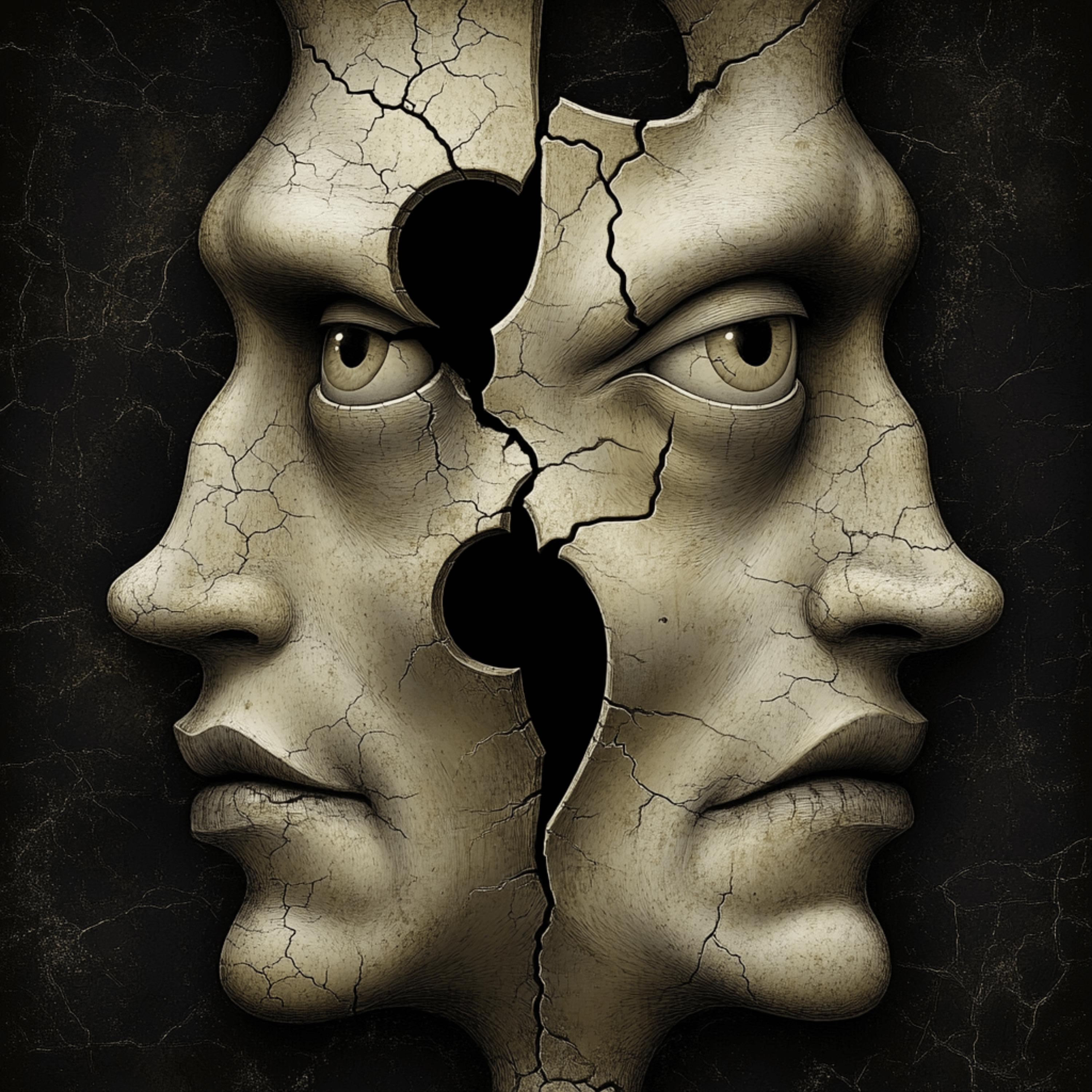 16 Surreal Two-Faces Digital Prints - Psychology-Inspired Art for Therapists, Wall Decor, Journaling, and Creative Projects
