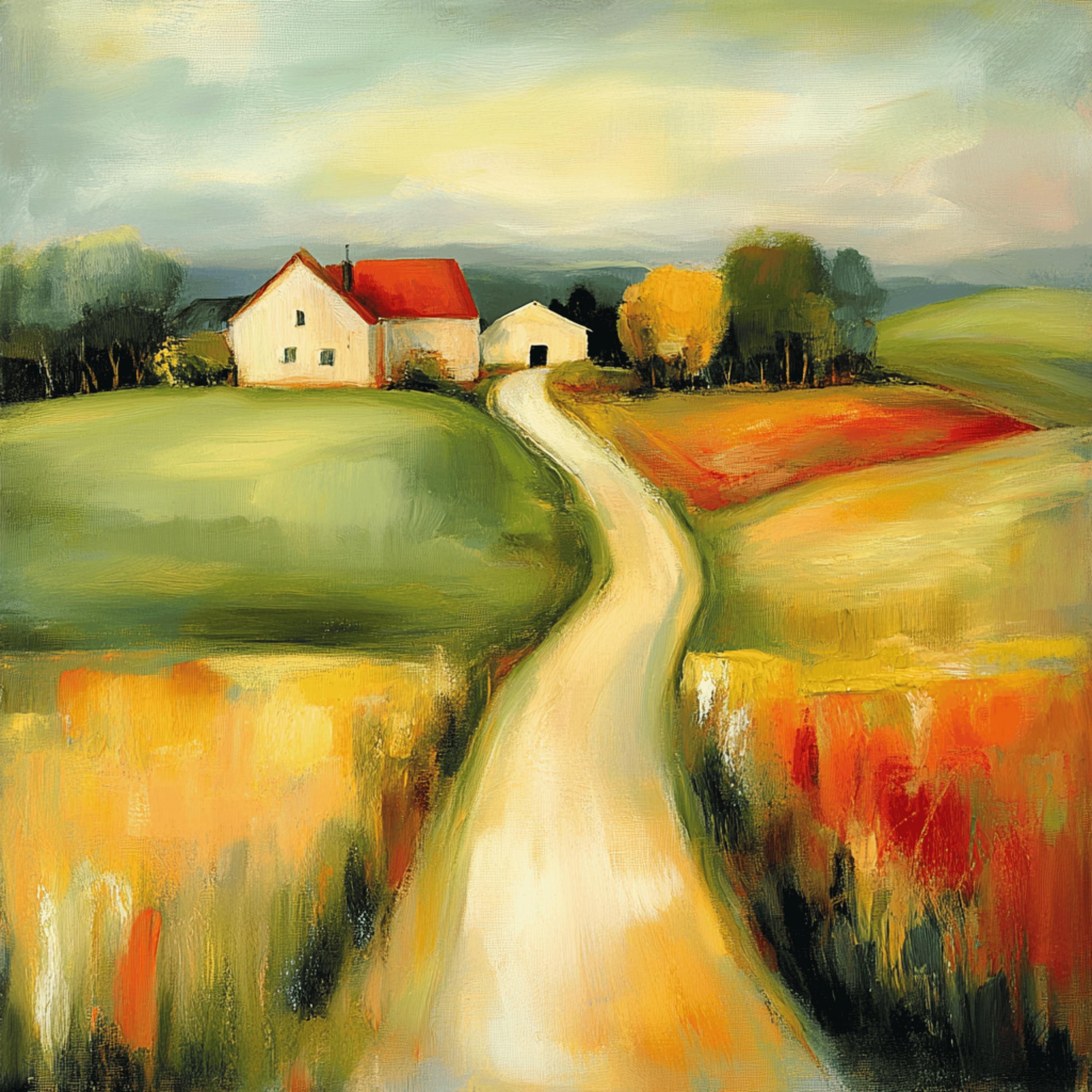 16 Impressionist Barn Landscape Art | Rustic Digital Prints for DIY, POD Gifts for Her, Printable Farmhouse Art, Sublimation Bundle