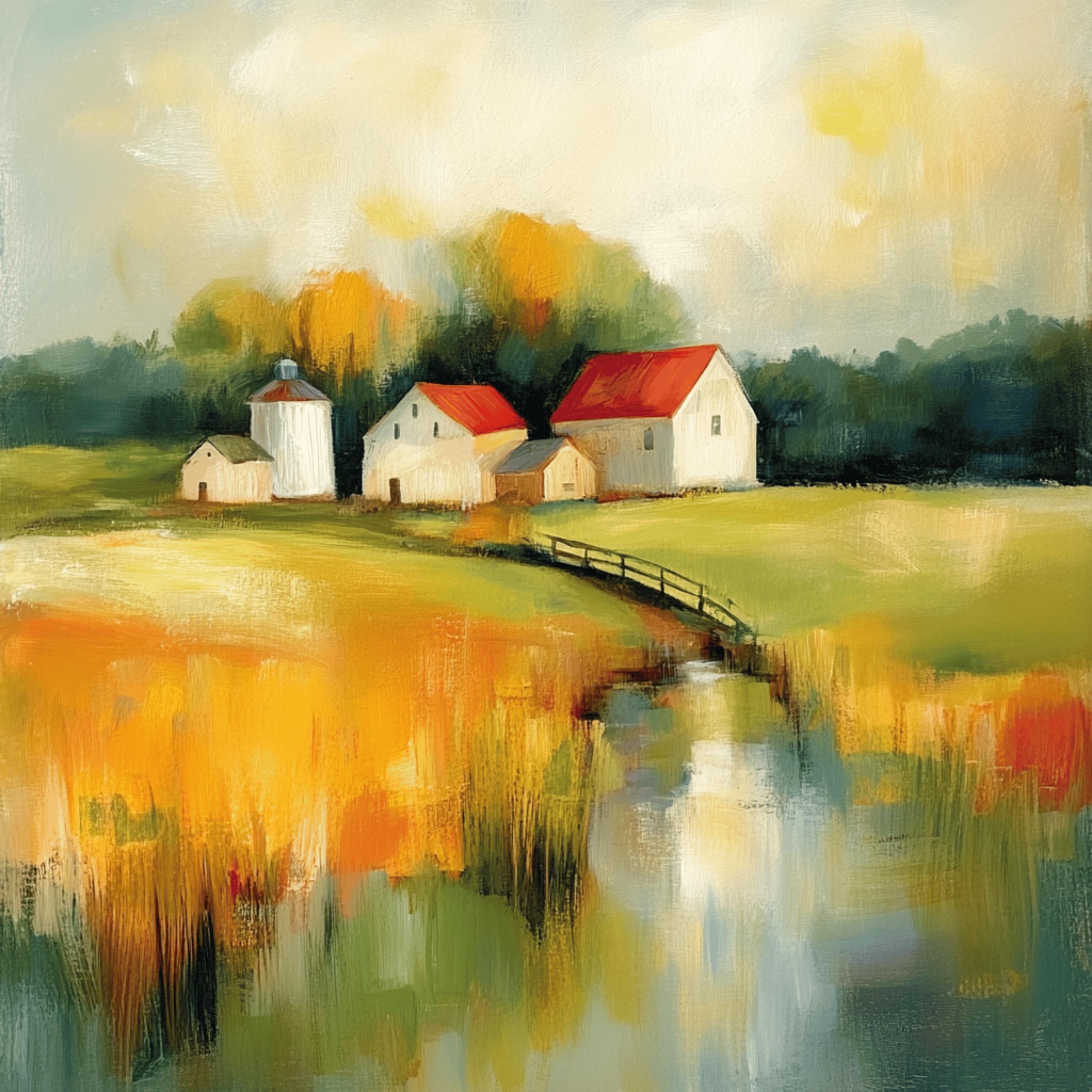 16 Impressionist Barn Landscape Art | Rustic Digital Prints for DIY, POD Gifts for Her, Printable Farmhouse Art, Sublimation Bundle