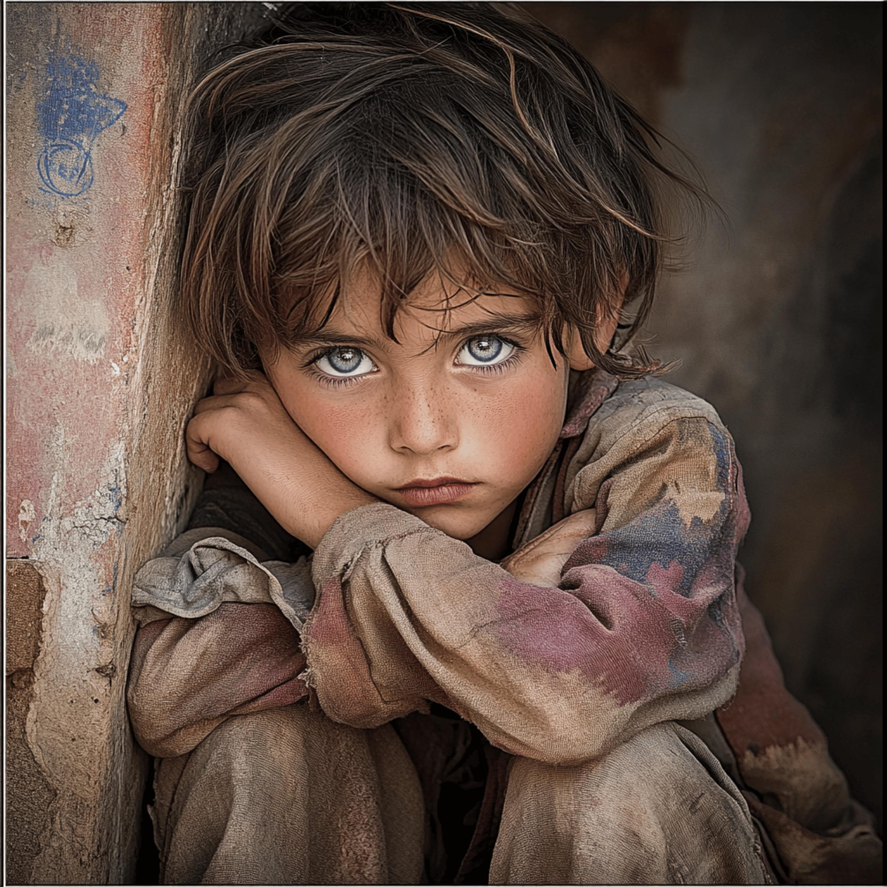 13 Child Portrait Digital Art Images - Emotional Wall Art, DIY Crafts, Scrapbooking, Rustic Decor, Unique Artistic Gifts