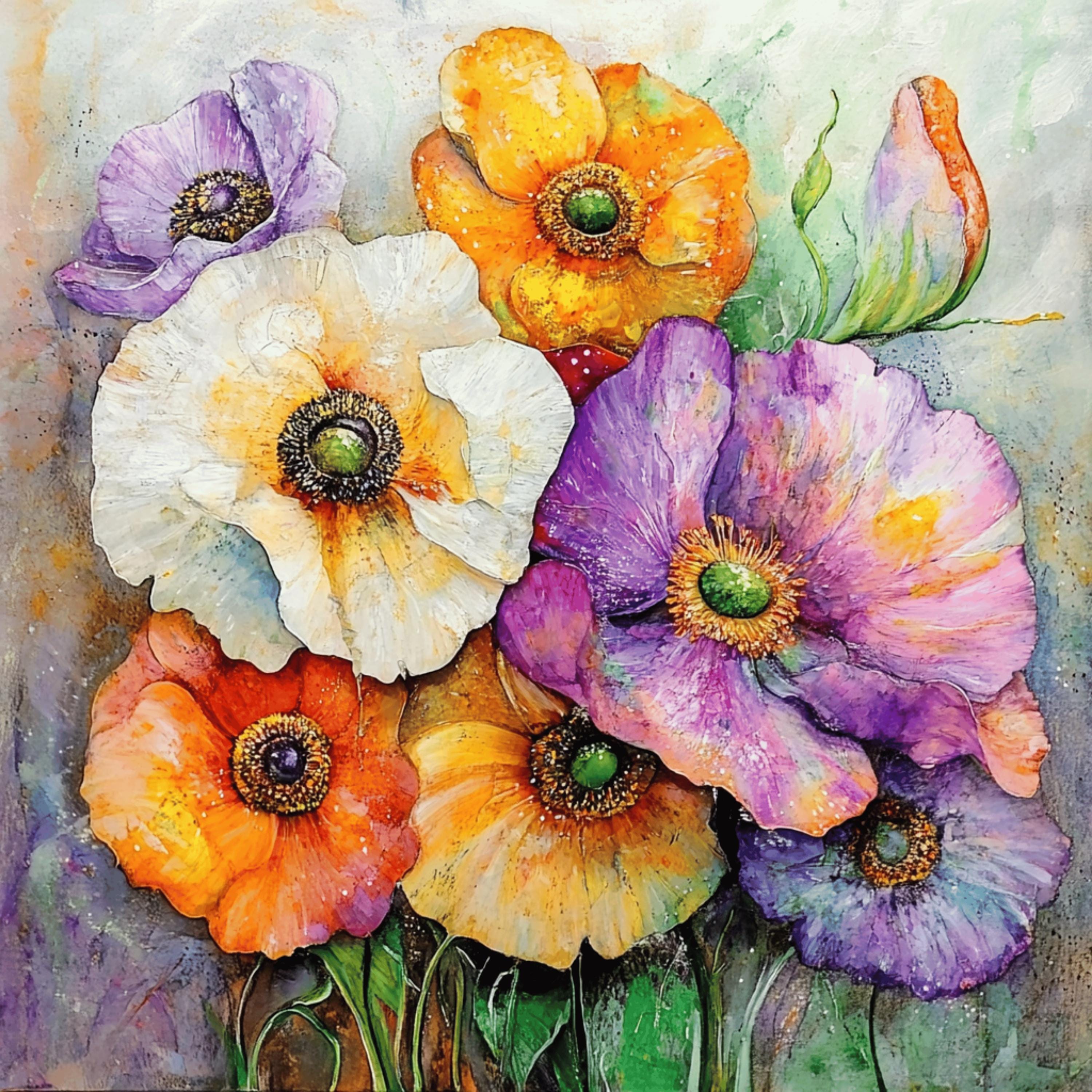 18 Floral Digital Art Images - Vibrant Flower Wall Art Prints, DIY Crafts, Scrapbooking, Home Decor, Nature-Inspired Artistic Gifts