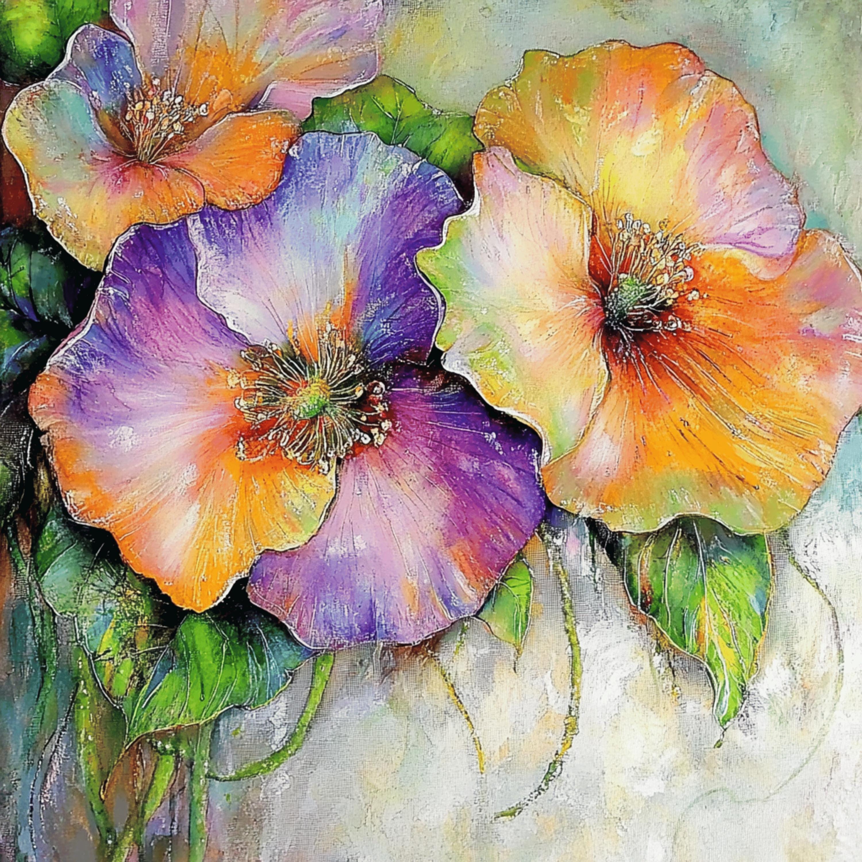 18 Floral Digital Art Images - Vibrant Flower Wall Art Prints, DIY Crafts, Scrapbooking, Home Decor, Nature-Inspired Artistic Gifts