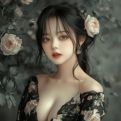 12 Elegant Japanese Female Portraits - Digital Art for Wall Decor, Scrapbooking, Journaling, and DIY Projects