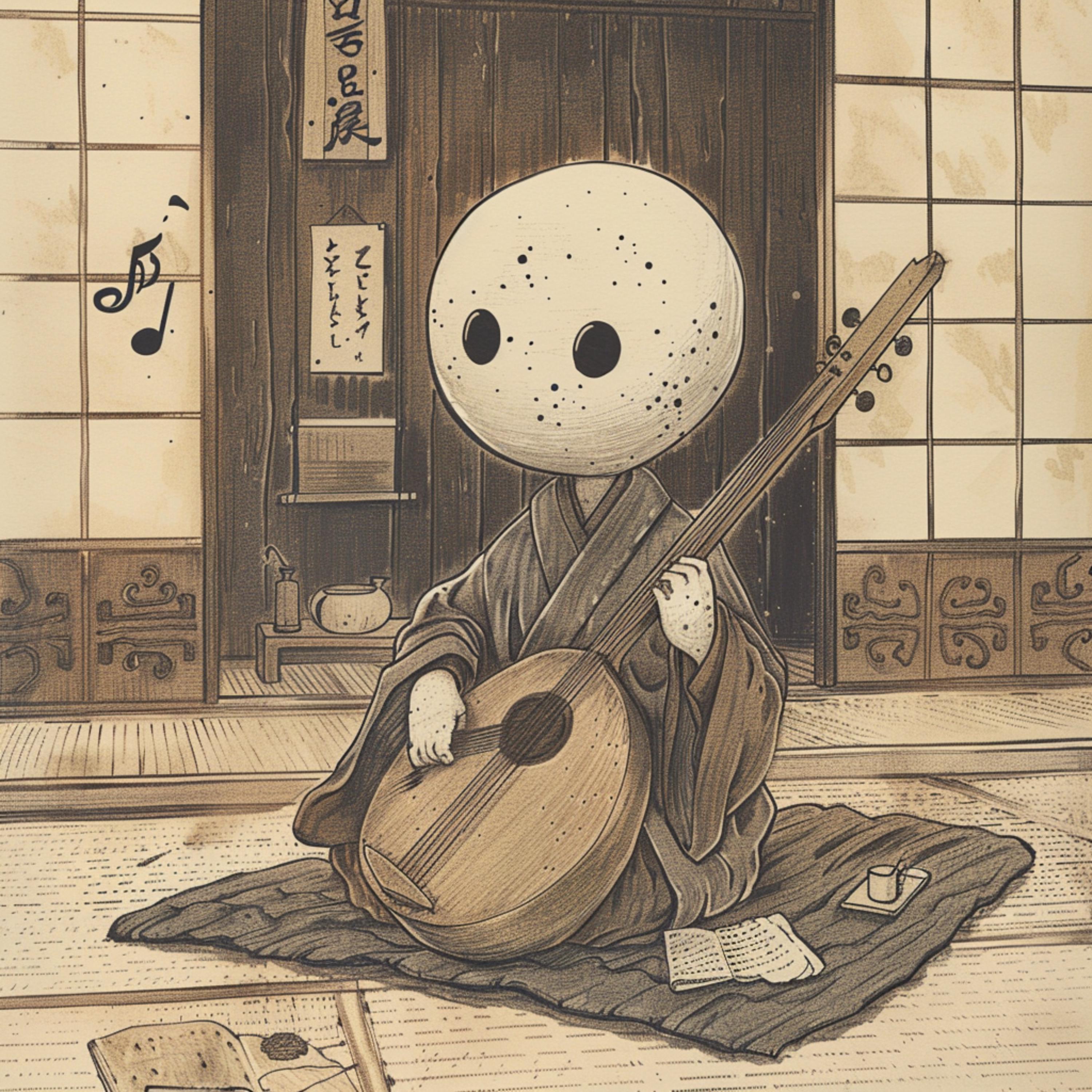 13 Biwa-Bokuboku Tsukumogami Digital Prints - Japanese Folklore Art for Wall Decor, Journaling, Scrapbooking, and DIY Projects