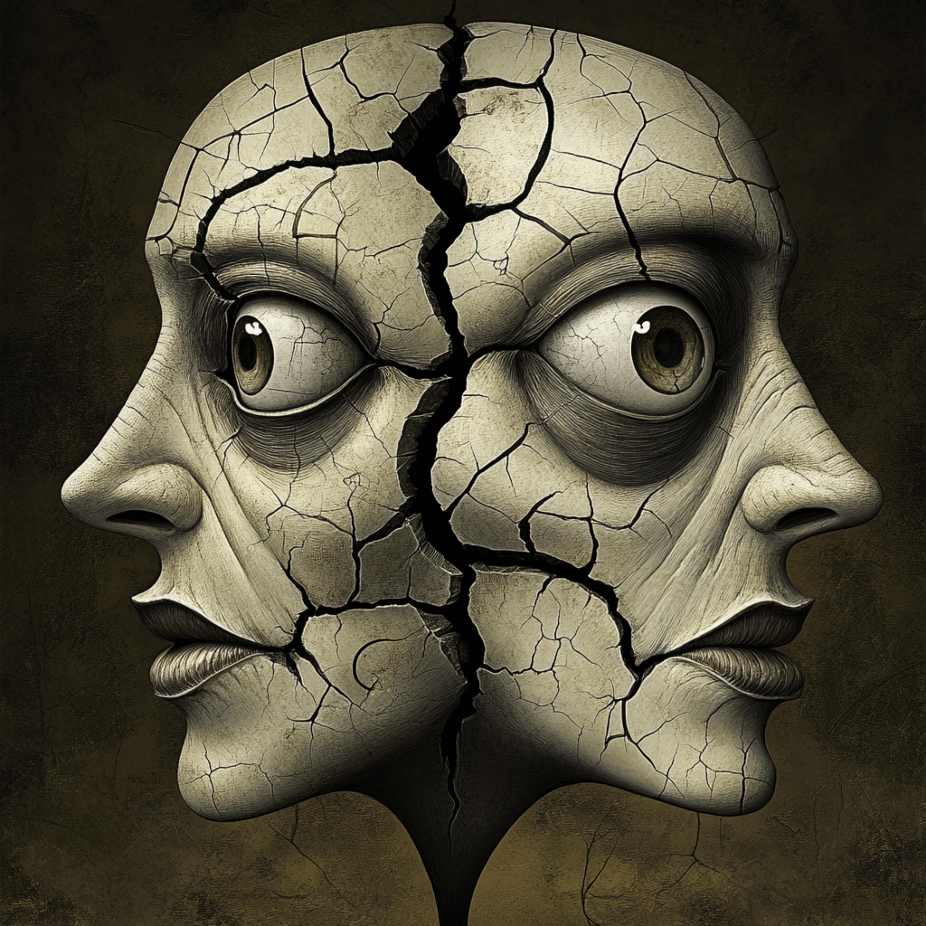 16 Surreal Two-Faces Digital Prints - Psychology-Inspired Art for Therapists, Wall Decor, Journaling, and Creative Projects