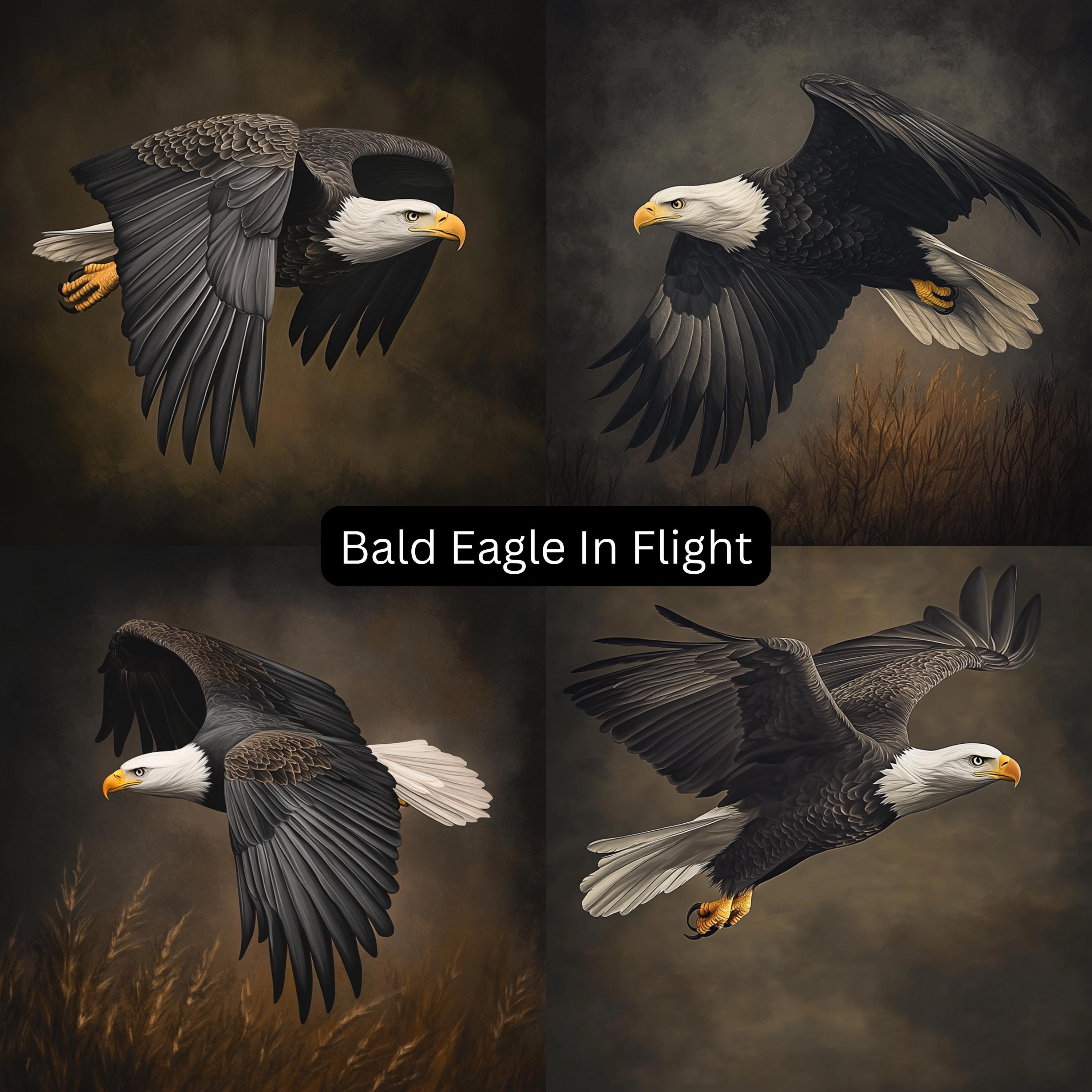 12 Bald Eagle Digital Art Bundle Birds of Prey Prints for POD Sublimation DIY Decor Patriotic Gift For Ornithologist Wildlife Printable Set