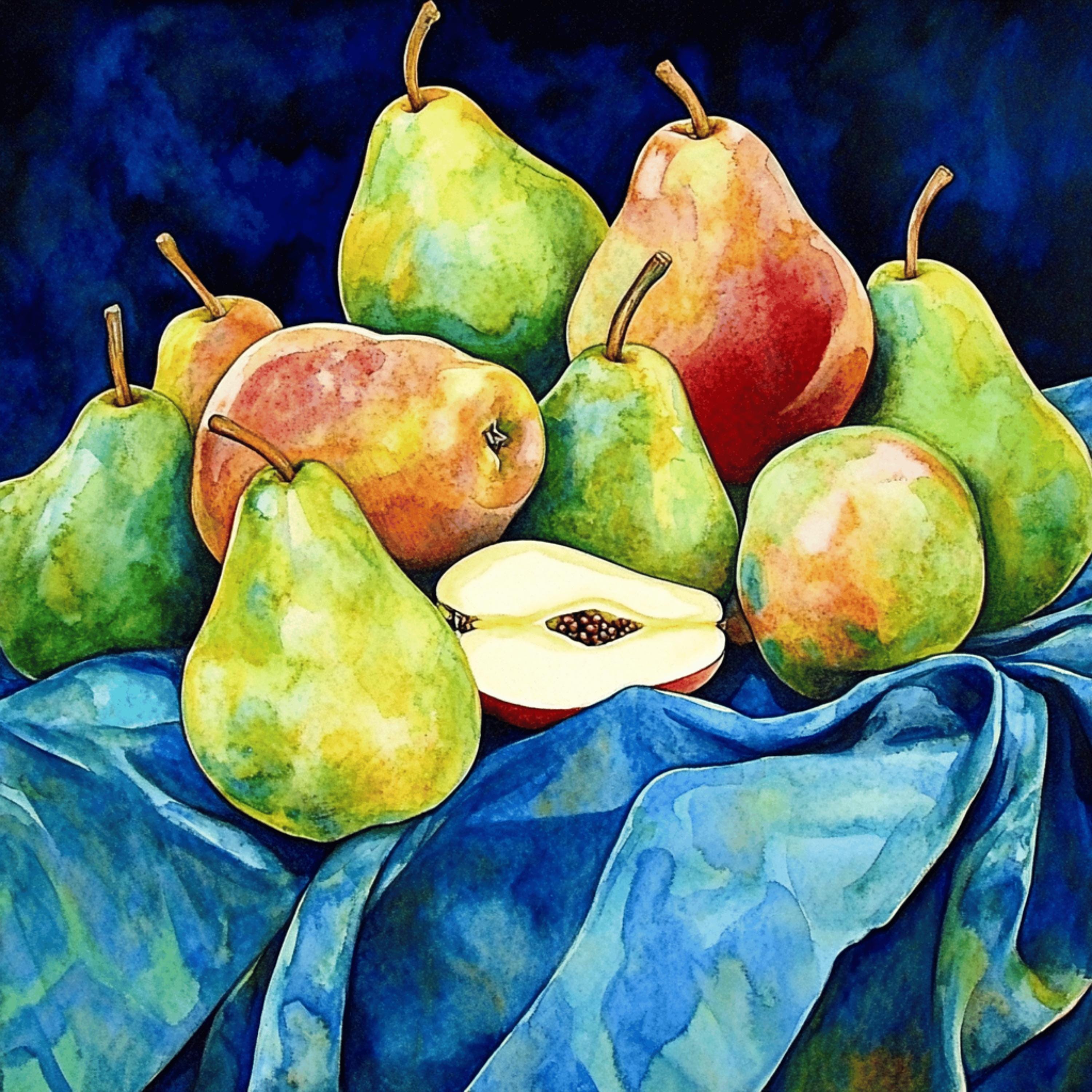 12 Fruit Still Life Printable Wall Art – Apple and Pear Digital Art for Kitchen Decor, DIY Crafts, Sublimation, Giftable Rustic Artwork