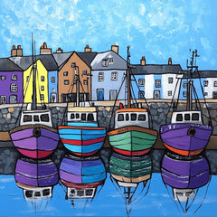 13 Blue Harbour Boats Clipart for Sublimation, Coastal House Wall Art, Nautical DIY Prints, Sea View Digital Art for Gifts & Crafts