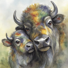 16 Watercolor Buffalo Family Bundle for Sublimation, DIY Wall Art Crafts, Baby Buffalo Wall Art, POD Prints, Cute Bison Art for Gifts