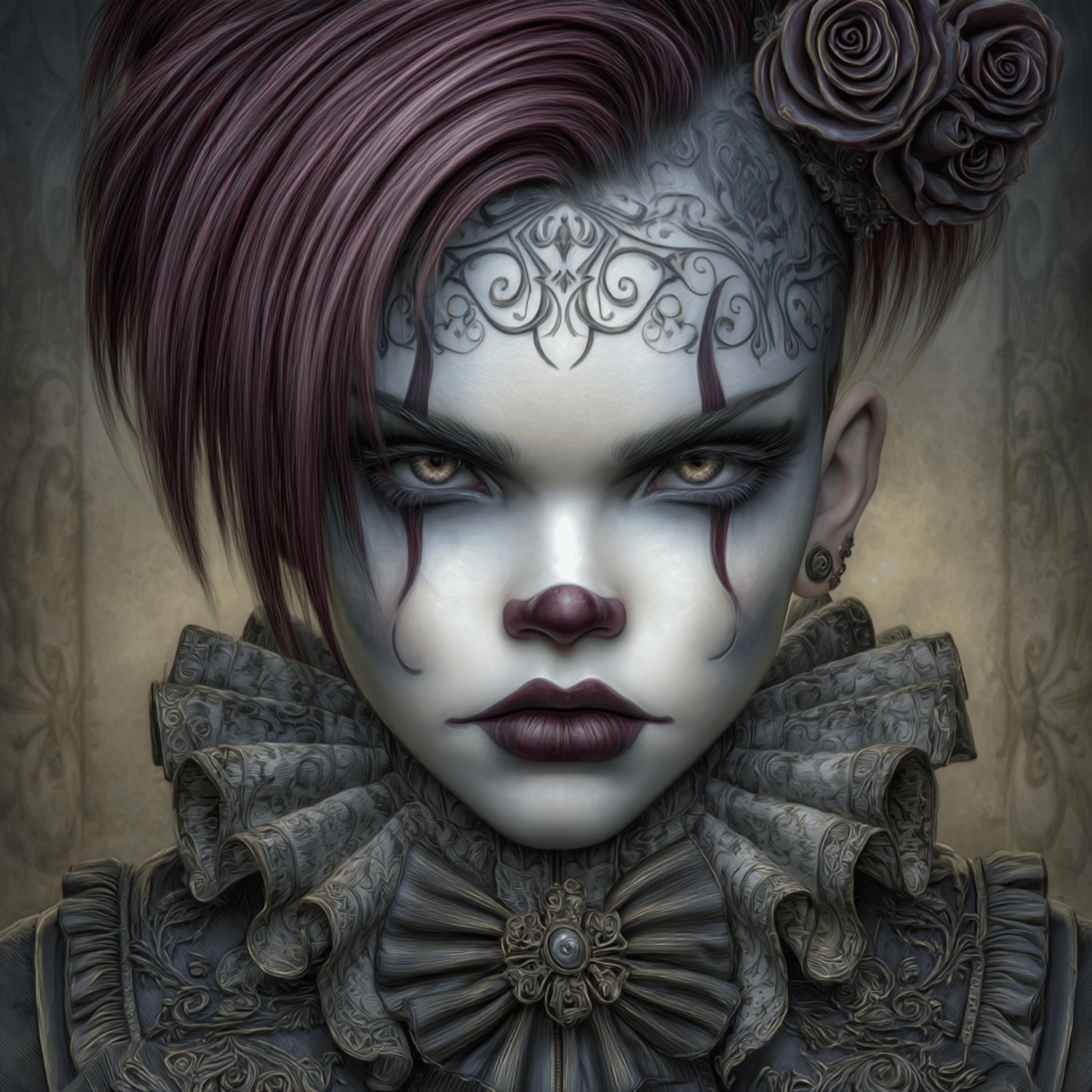 16 Sinister Clown PNGs for POD, Gothic Clown Art for Sublimation, Creepy Circus Girl Prints, DIY Halloween Gifts, Dark Wall Decor