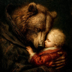 10 Bear With Baby Digital Art Bundle | Vintage Bear and Child PNGs | Nursery DIY Wall Art Prints |Sublimation Gifts for New Moms & Baby Room