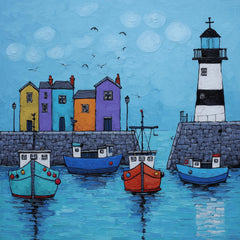 13 Blue Harbour Boats Clipart for Sublimation, Coastal House Wall Art, Nautical DIY Prints, Sea View Digital Art for Gifts & Crafts