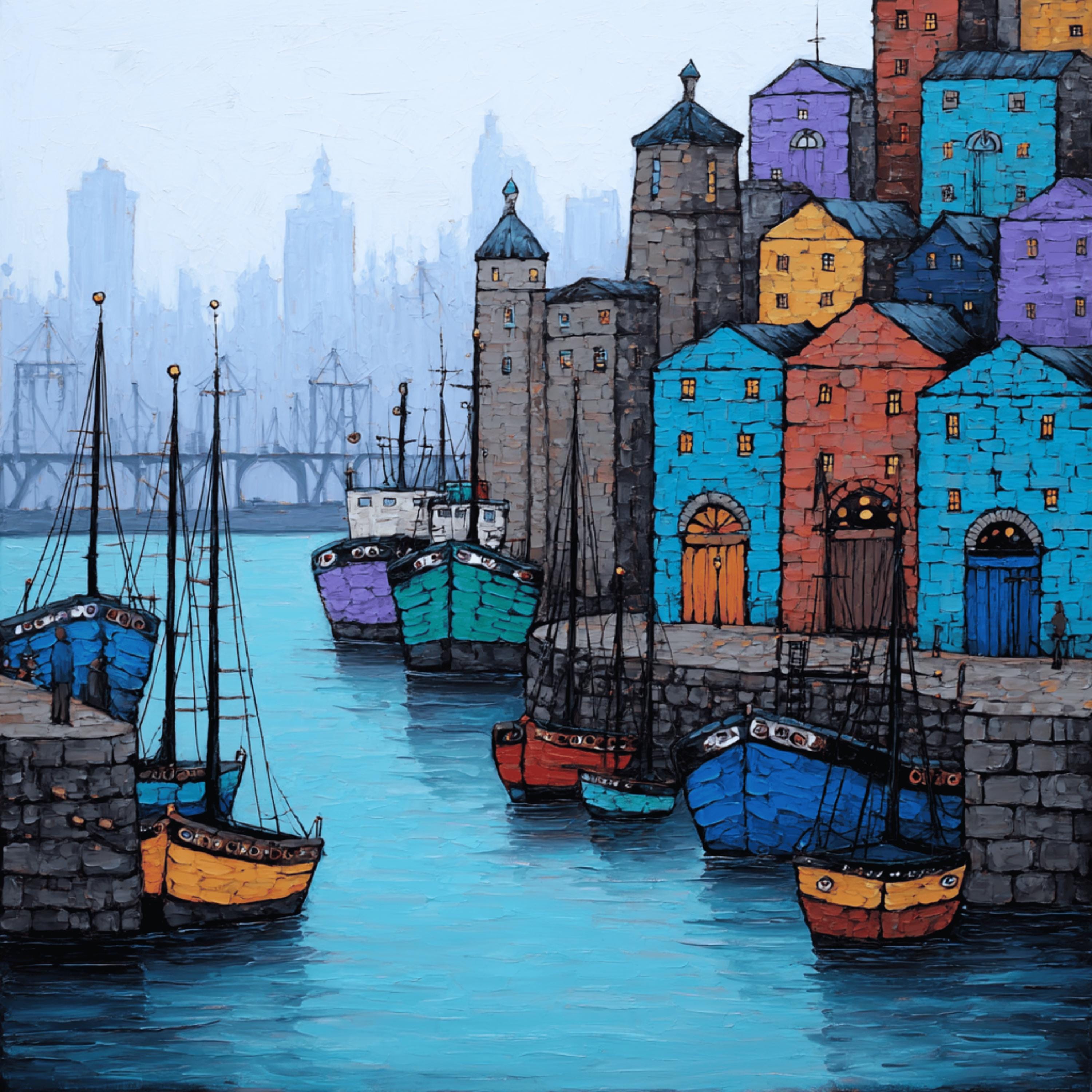 13 Blue Harbour Boats Clipart for Sublimation, Coastal House Wall Art, Nautical DIY Prints, Sea View Digital Art for Gifts & Crafts