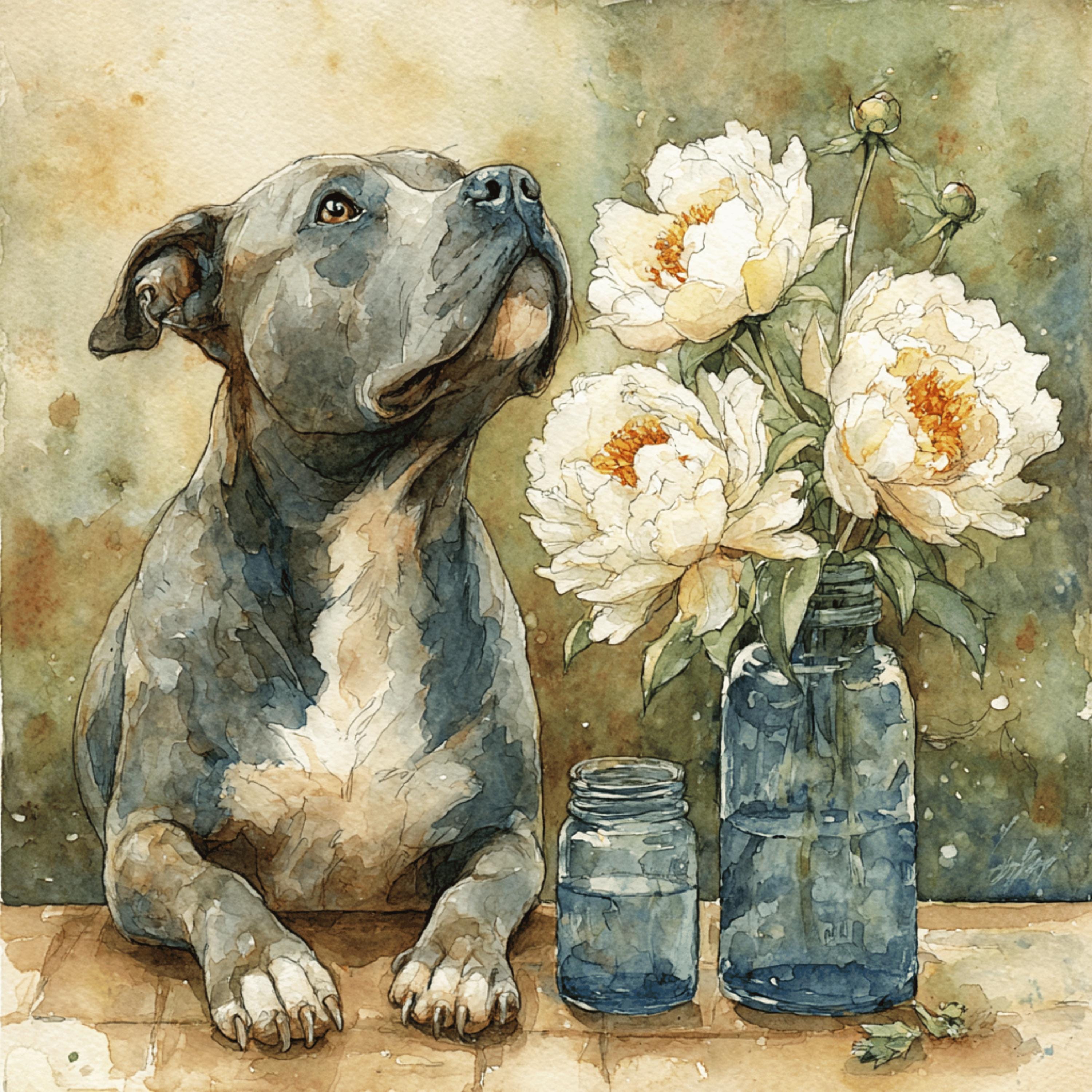 12 Dog with Peony Flowers Wall Art Bundle, Printable Floral Dog PNGs for DIY Decor, Sublimation, POD Crafts & Pet-Themed Home Styling