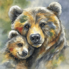 14 Watercolor grizzly bear baby and parent clipart | bear cub family PNGs for DIY crafts, sublimation, nursery prints, or gifts