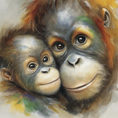 14 Watercolor Orangutan Family Clipart, Baby Orangutan Art for Sublimation, Cute Jungle Animal DIY Prints, Mum Dad Giftable PNG Set