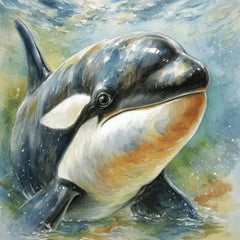 12 Watercolor Orca Family Clipart, Baby Orca Sublimation PNG, Whale DIY Art Prints, Cute Ocean Animals POD, Mum Dad Baby Whale Art Set