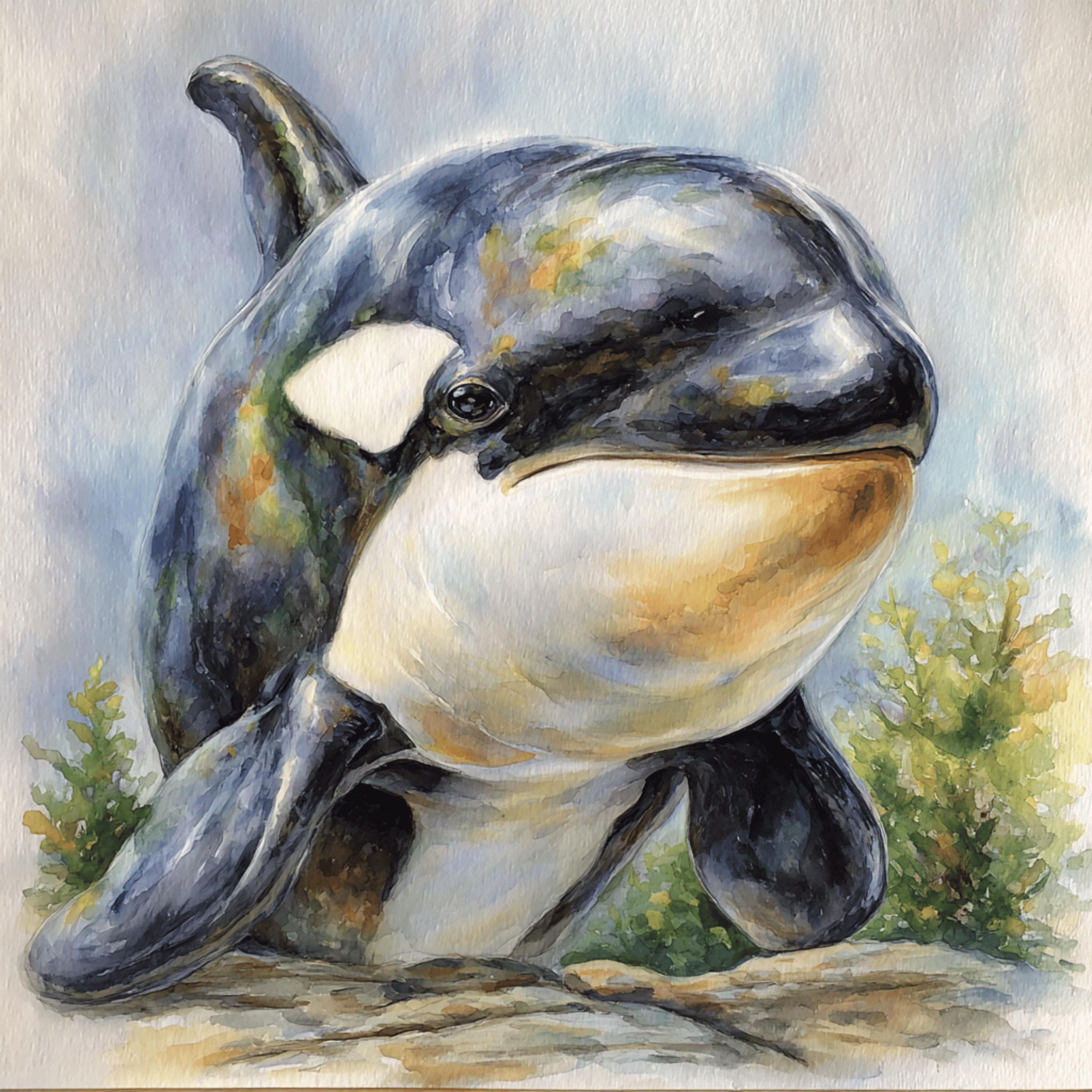 12 Watercolor Orca Family Clipart, Baby Orca Sublimation PNG, Whale DIY Art Prints, Cute Ocean Animals POD, Mum Dad Baby Whale Art Set