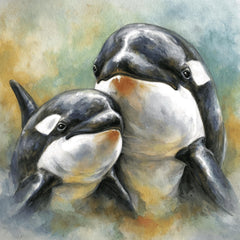 12 Watercolor Orca Family Clipart, Baby Orca Sublimation PNG, Whale DIY Art Prints, Cute Ocean Animals POD, Mum Dad Baby Whale Art Set