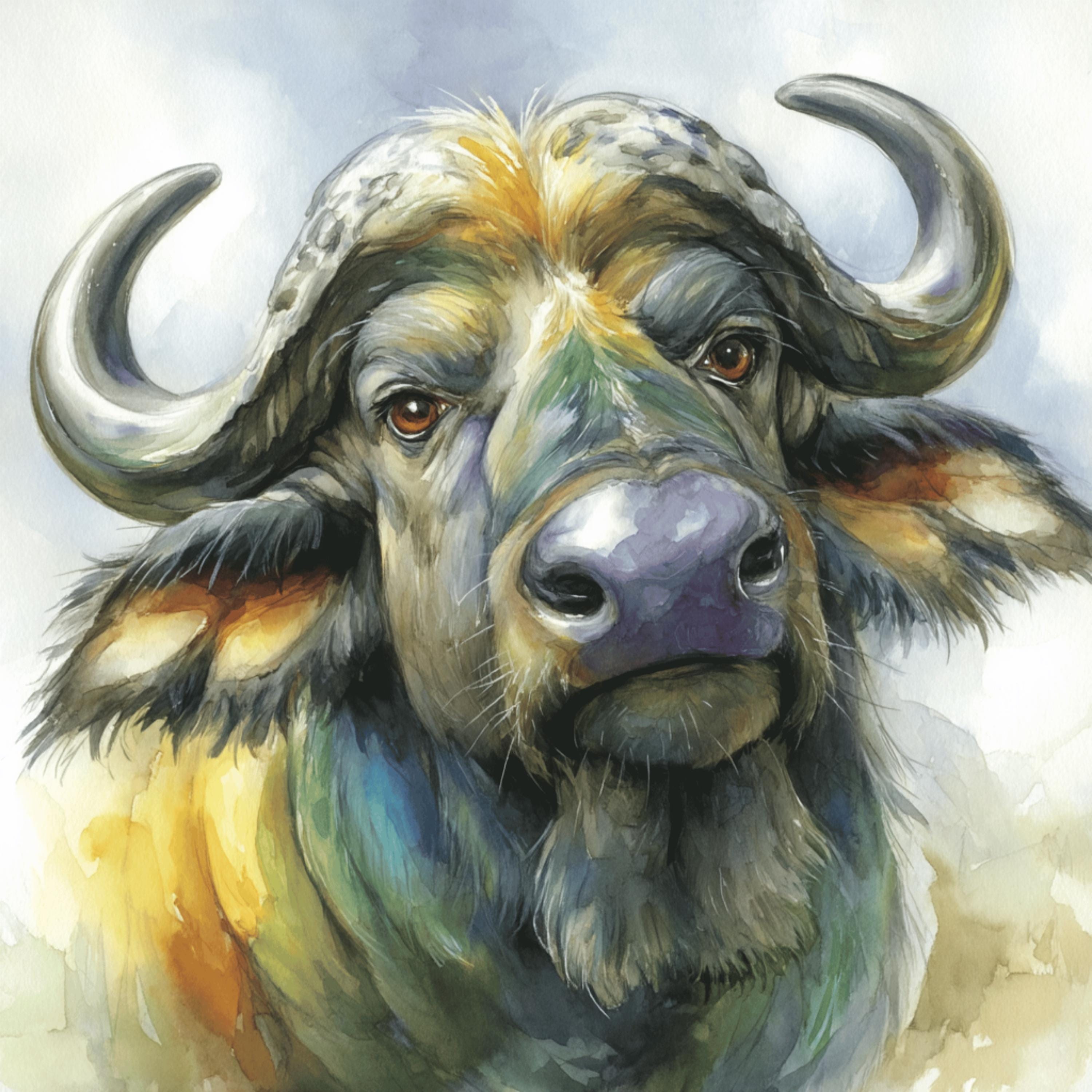 16 Watercolor Buffalo Family Bundle for Sublimation, DIY Wall Art Crafts, Baby Buffalo Wall Art, POD Prints, Cute Bison Art for Gifts