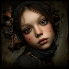 12 Victorian Living Doll Halloween Wall Art, Creepy Square Digital Prints for DIY Home Decor, Horror Sublimation Images for POD & Crafters.