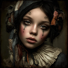 12 Victorian Living Doll Halloween Wall Art, Creepy Square Digital Prints for DIY Home Decor, Horror Sublimation Images for POD & Crafters.