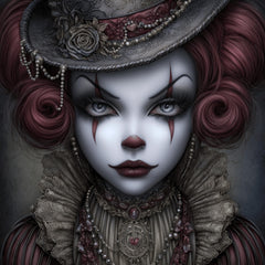 16 Sinister Clown PNGs for POD, Gothic Clown Art for Sublimation, Creepy Circus Girl Prints, DIY Halloween Gifts, Dark Wall Decor