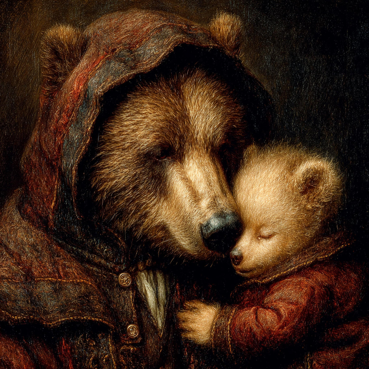 10 Bear With Baby Digital Art Bundle | Vintage Bear and Child PNGs | Nursery DIY Wall Art Prints |Sublimation Gifts for New Moms & Baby Room