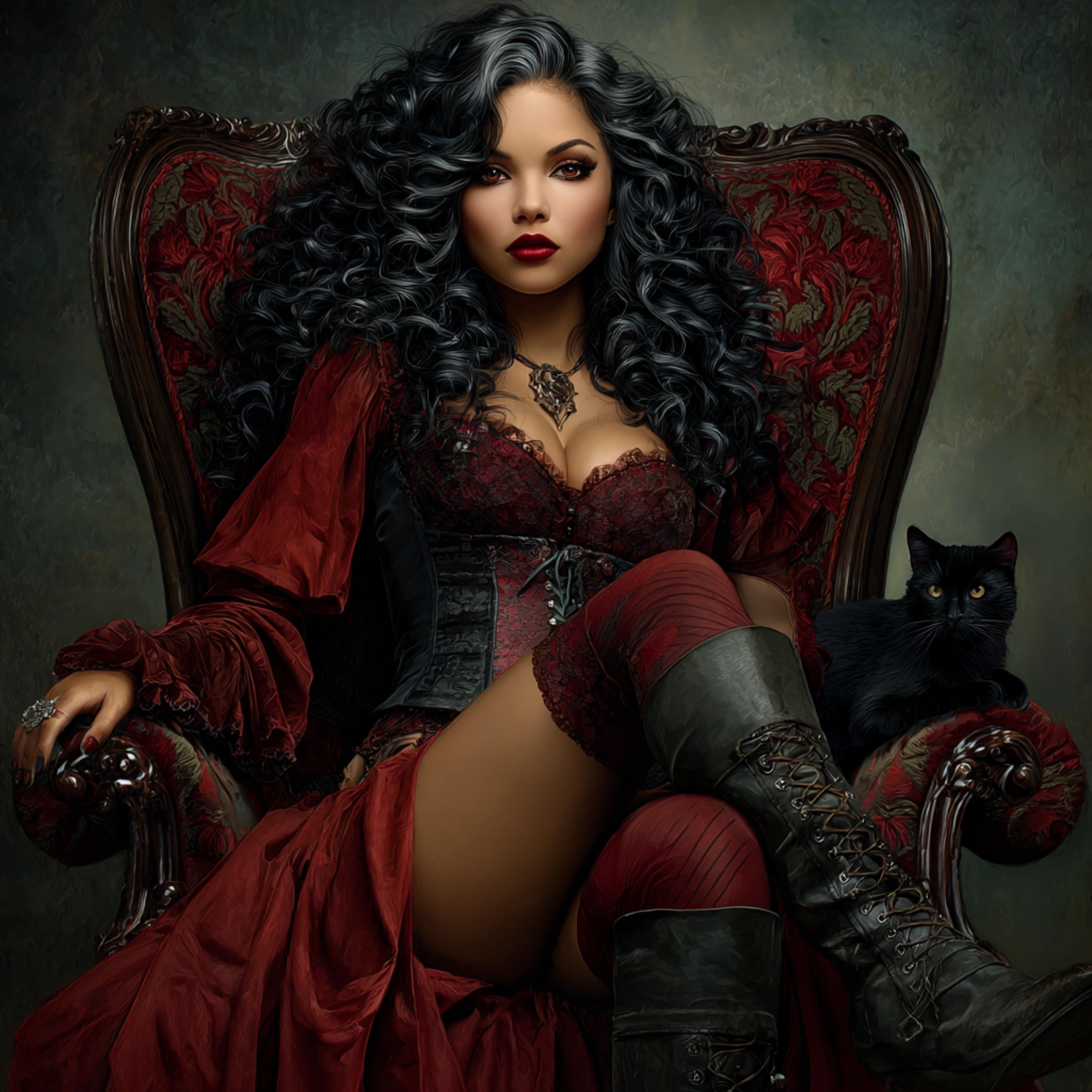 15 Vampire Queen Baroqque Gothic Art Printable | DIY Wall Art for Women | Dark Fantasy POD Images | Horror Decor for Halloween Projects