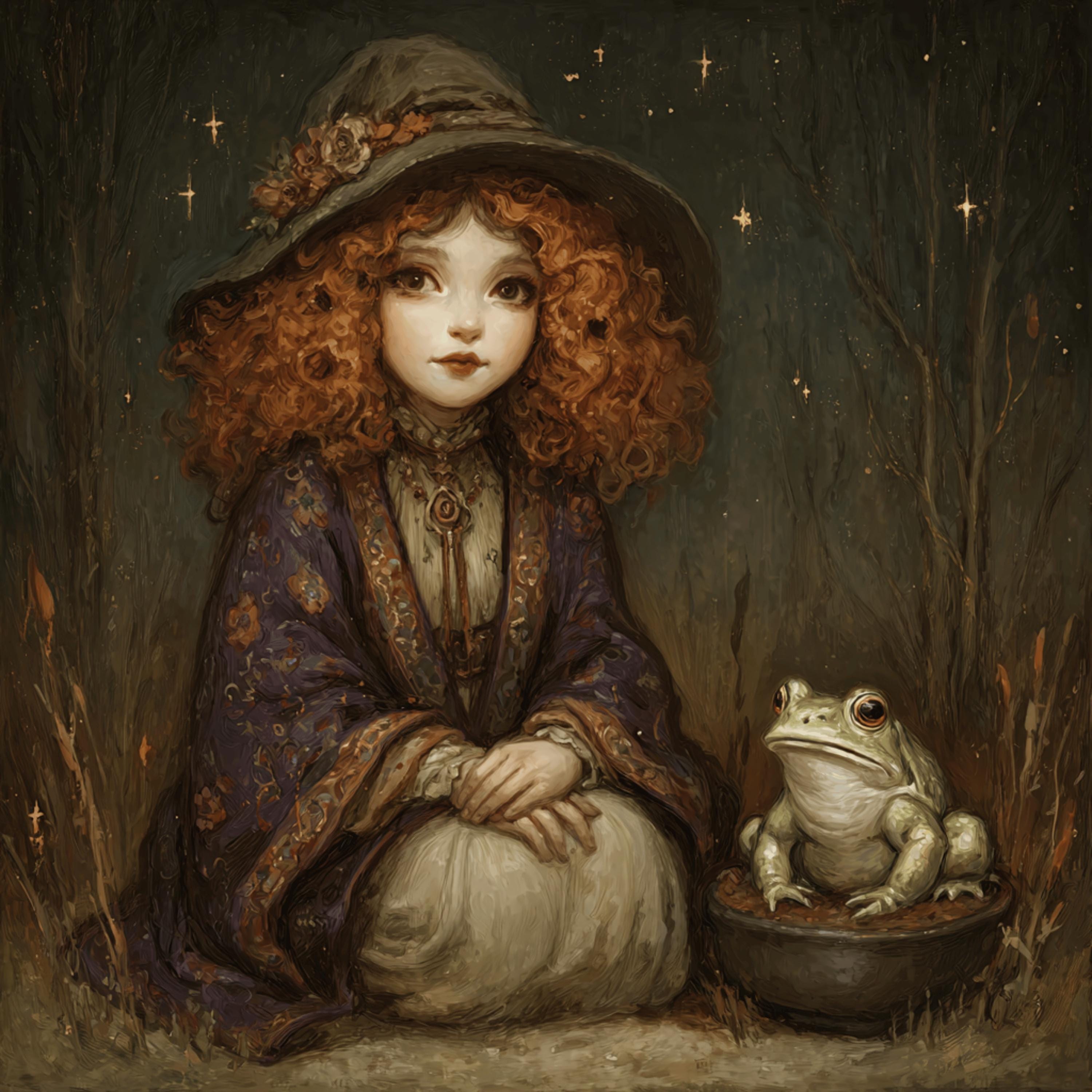 16 Witch With Toad Digital Art, Printable Witchy Wall Art, DIY Craft, POD Sublimation, Gothic Gifts, Wiccan Decor, Pagan Gifts, Frog Witch