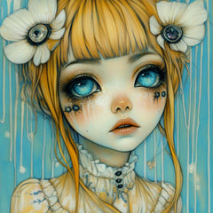 15 Surreal Blue-Eyed Girl Gothic Fantasy Portraits for DIY Wall Art, Sublimation or POD, Ethereal Digital Art Prints for Dreamy Home Decor